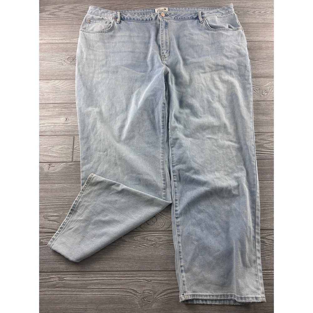 Seven7 Premium Brand Womens Plus 24W Light Wash Wide Leg High Rise Stretch Jeans